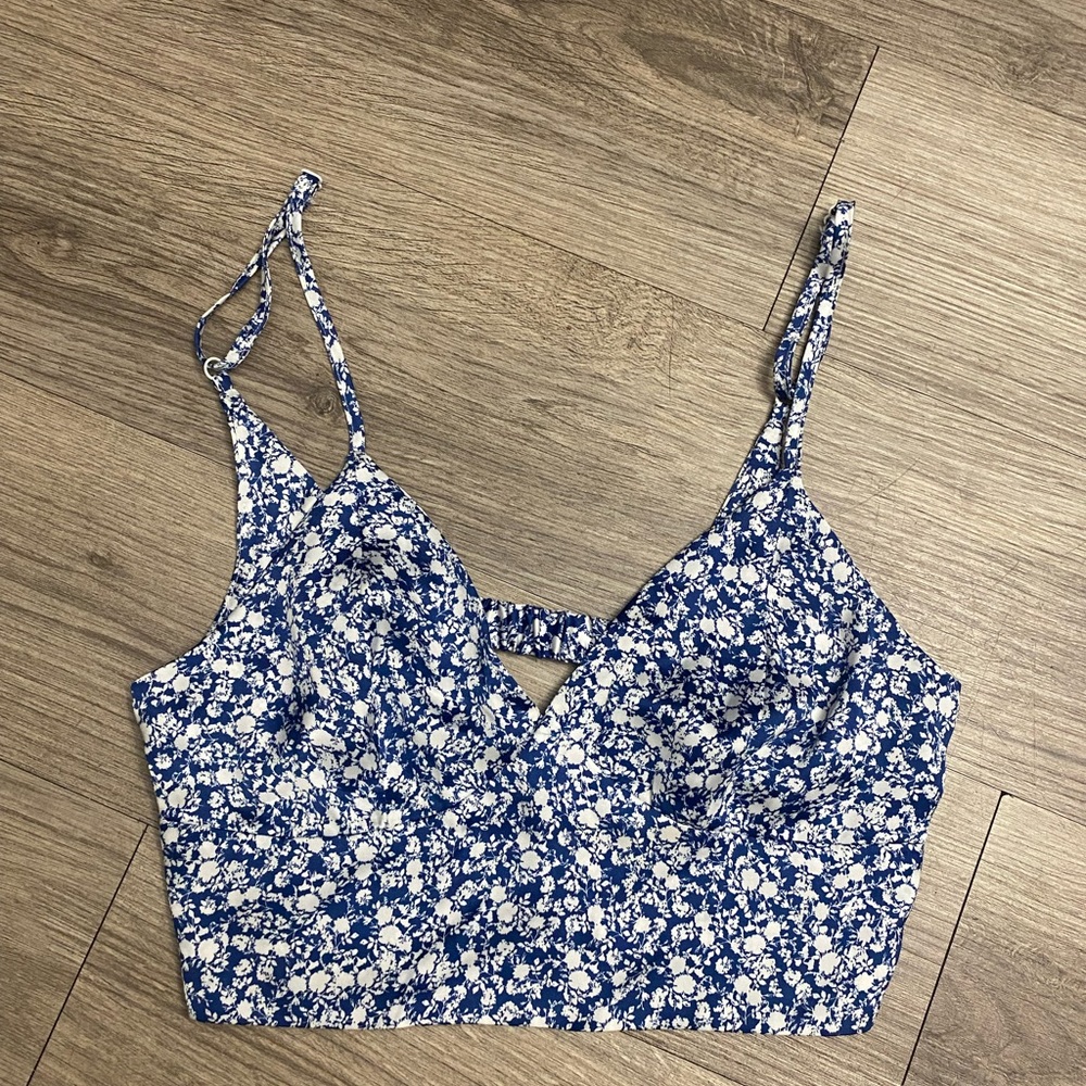 Zara Navy Floral Crop Top